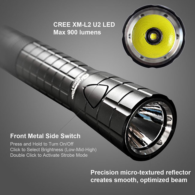 Ixp - lanterna elétrica 8 conduzida recarregável impermeável 900 lúmens 3 horas de saída